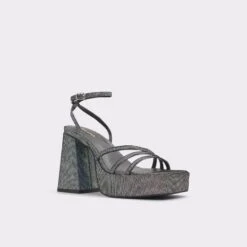 Final Sale - The Item Cannot Be ReturnedLandabriverStrappy Heeled Sandal - Flatform -Lightweight Shop landabriver silver 040 003 051 alt3 sq gy 2000x2000